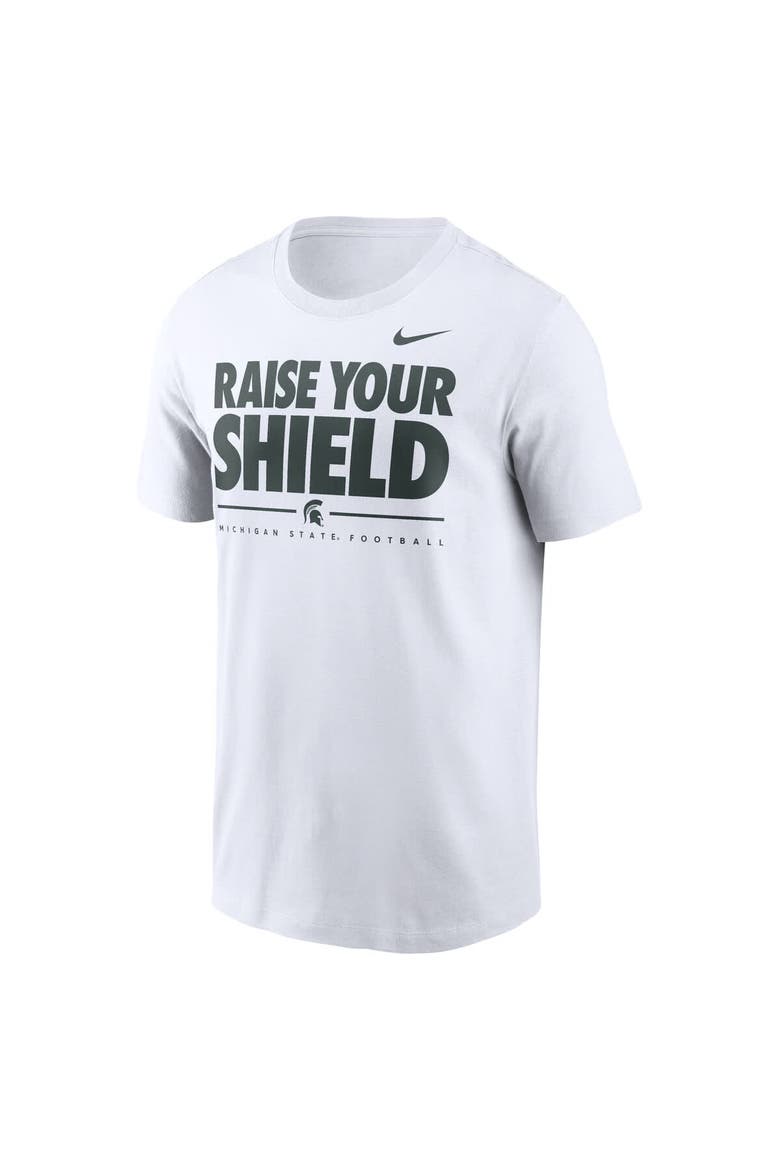 Men's Nike White Michigan State Spartans 2025 Football Fan Raise Your Shield T-Shirt, Alternate, color, White