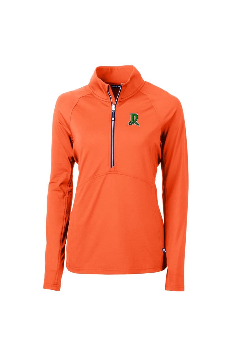 Women's Cutter & Buck Orange Dayton Dragons Adapt Eco Knit Stretch Recycled Half-Zip Top, Alternate, color, Orange
