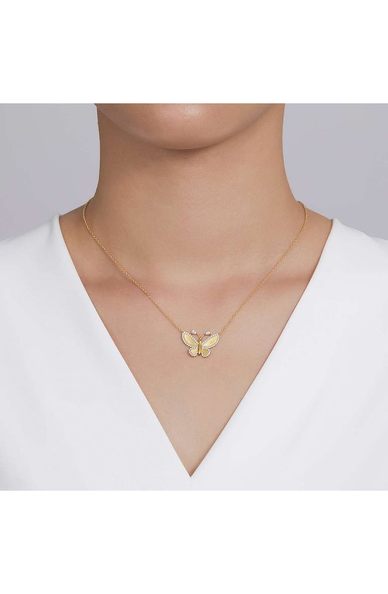 Lafonn Simulated Diamond Butterfly Pendant Necklace, Alternate, color, 
