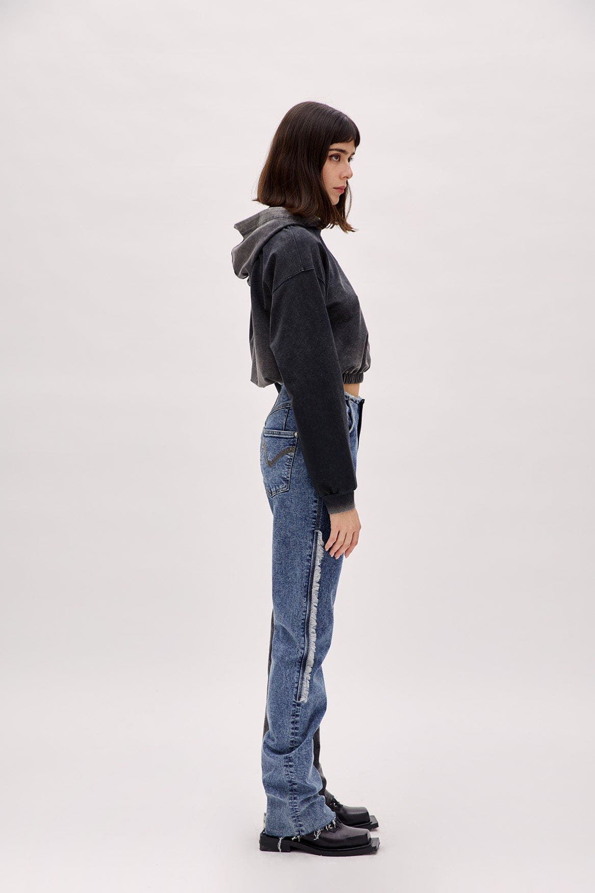 Two Color Block Denim Pant - image 2