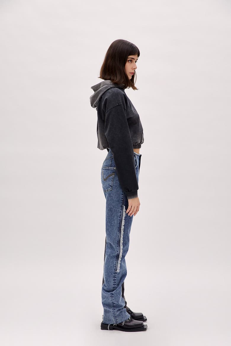 Two Color Block Denim Pant, Alternate, color, blue