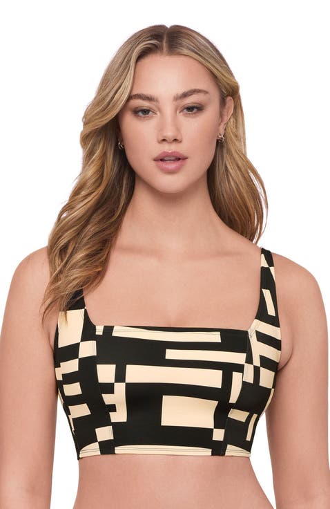 Supportive and Sculpting Square Neck Lace Back Midkini Swimsuit Top