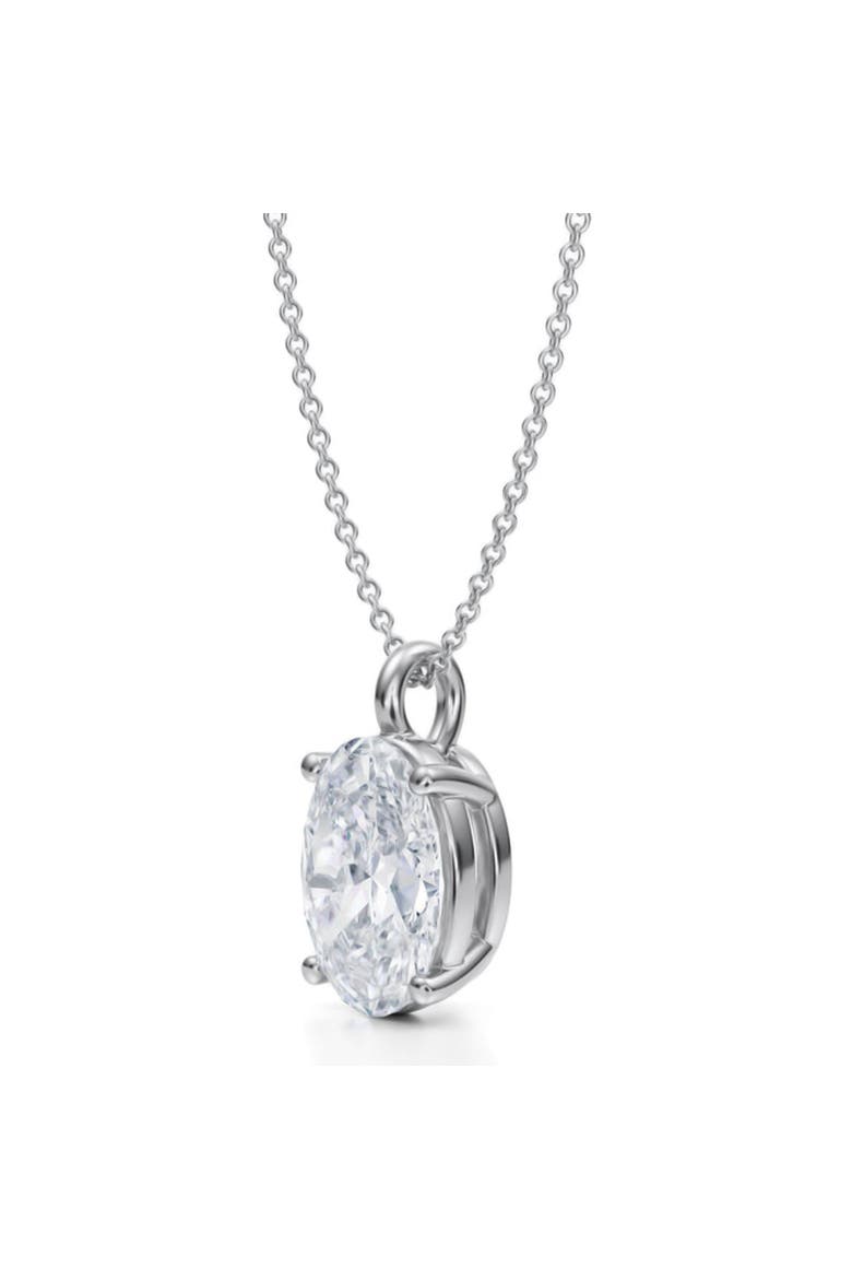 Oval Solitaire Lab Diamond Pendant Necklace 14K 3.50ct, Alternate, color, White Gold