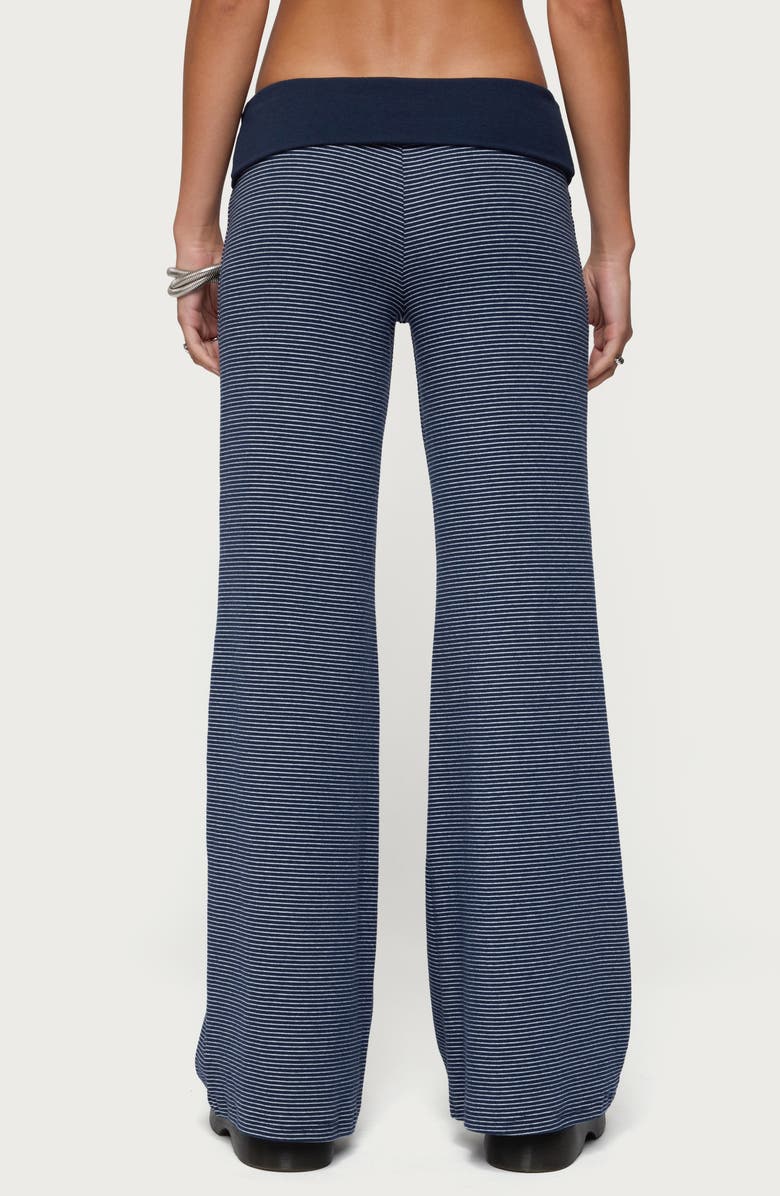 EDIKTED Amarna Stripe Foldover Pants, Alternate, color, Navy-And-White