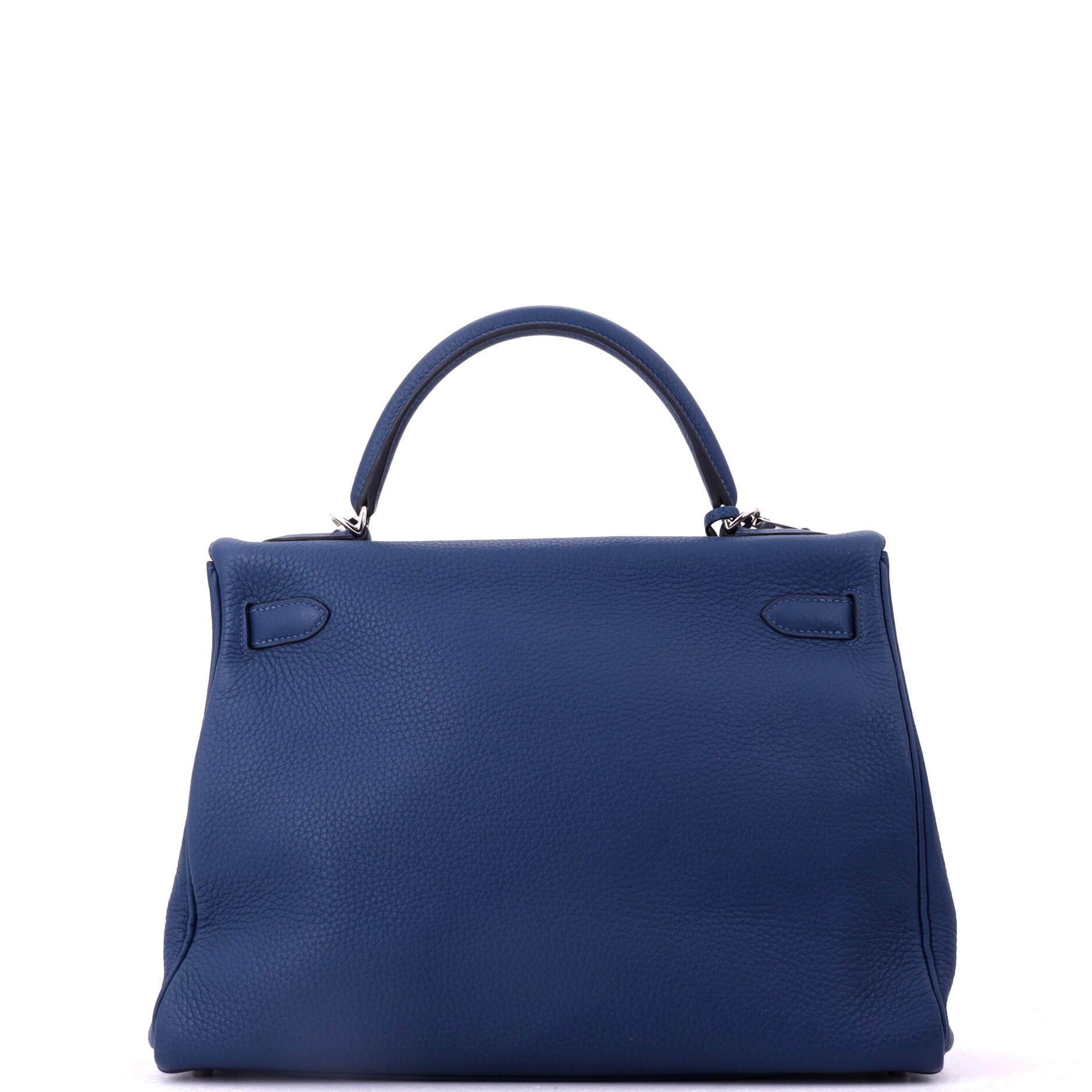 Pre-Owned Hermes Kelly Handbag Blue Togo with Palladium Hardware 32, Alternate, color, Deep Blue