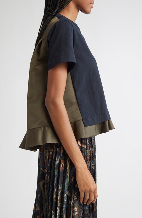 Sacai Round Neck Short Sleeve T-shirt In Black