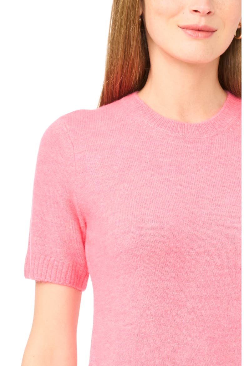 Short Sleeve Sweater, Alternate, color, POP PINK