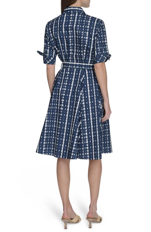 Calvin Klein Short Sleeve Cotton Shirtdress In Indigo Mul