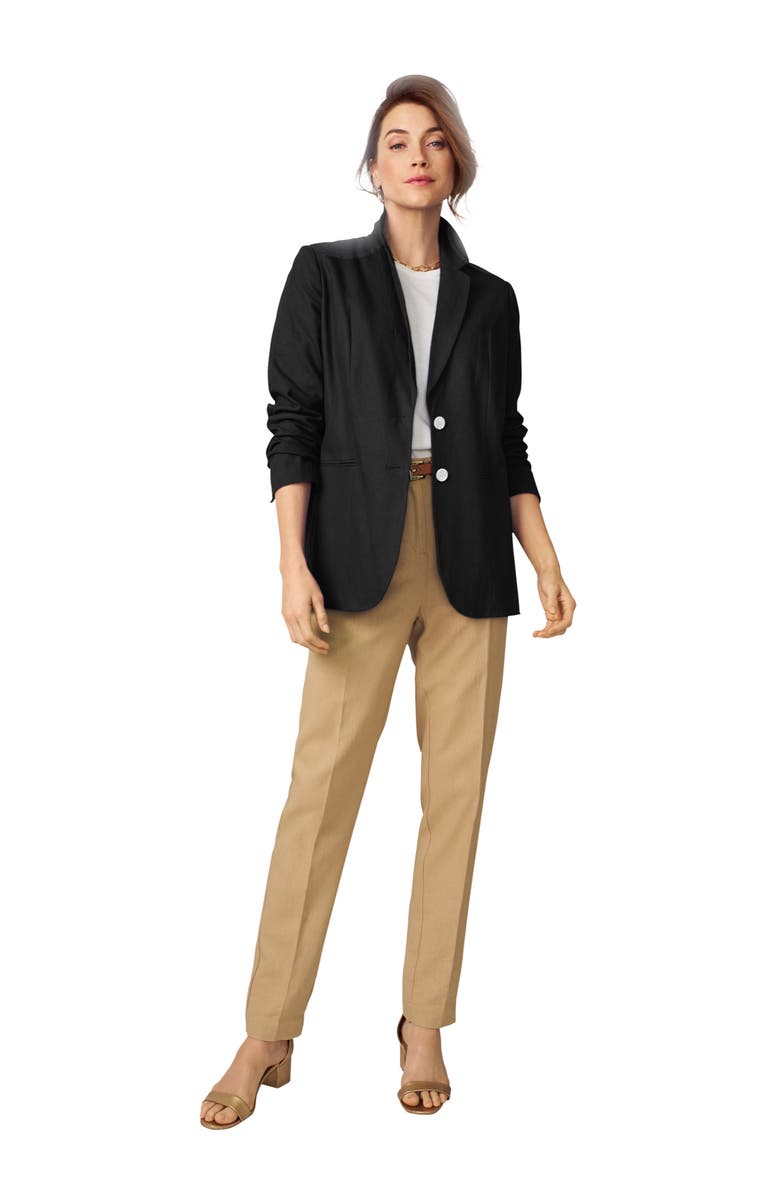 Jessica London Linen Blazer, Main, color, Black