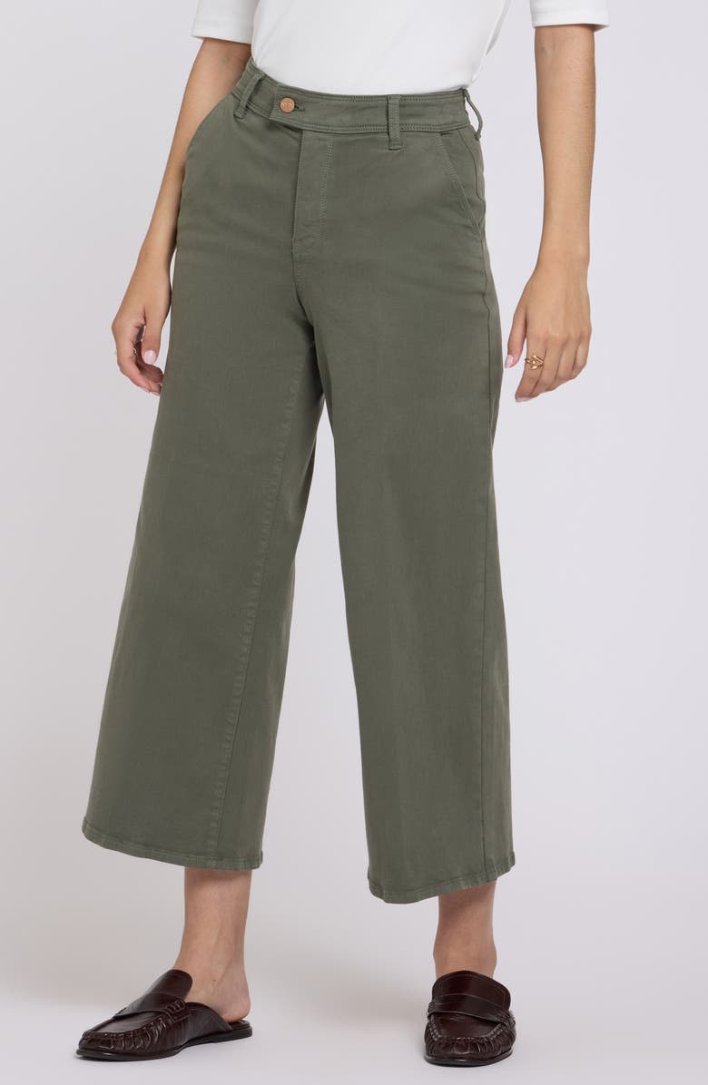 NYDJ Mona High Waist Ankle Wide Leg Trouser Jeans, Alternate, color, Desert Green