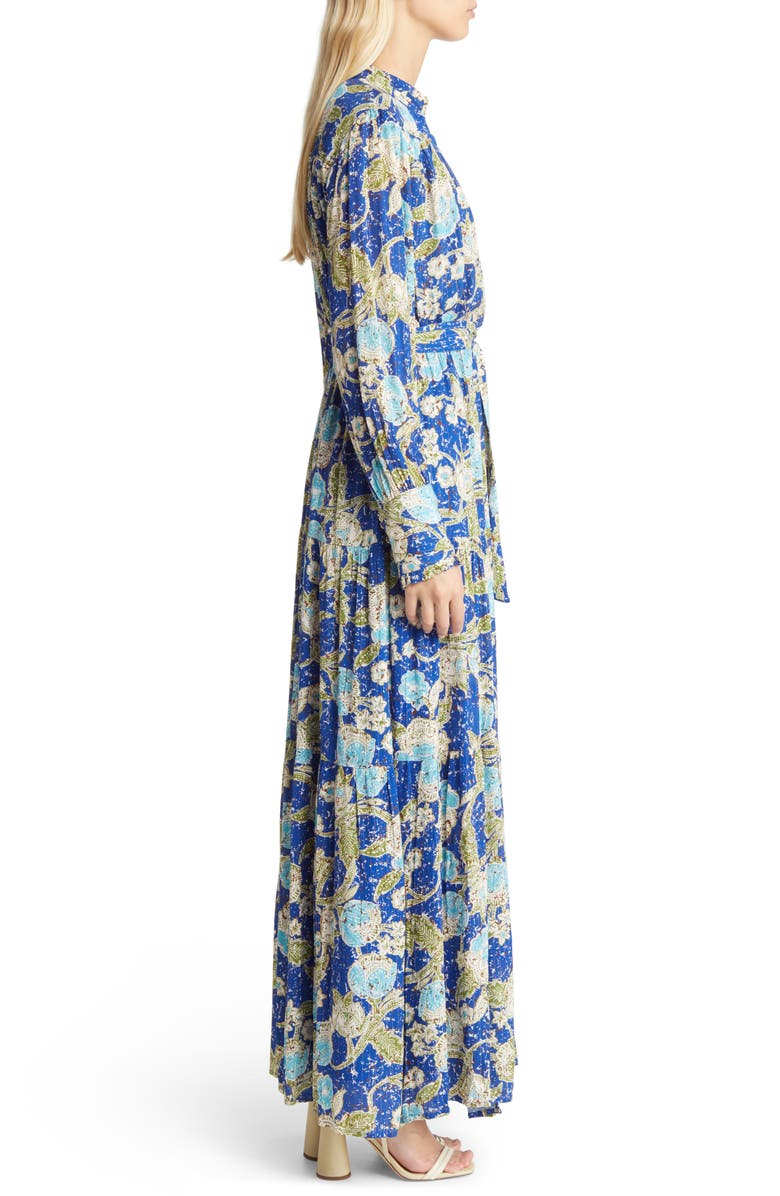 BTFL-life Anniki Floral Long Sleeve Maxi Wrap Dress, Alternate, color, Blue