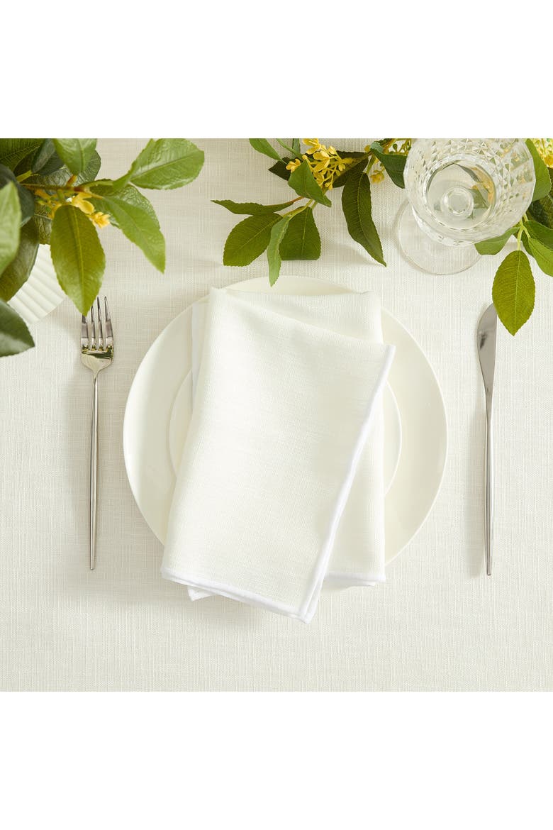 Classic Embroidered Border Napkins Set of 6 White - 18"W x 18"L, Alternate, color, White