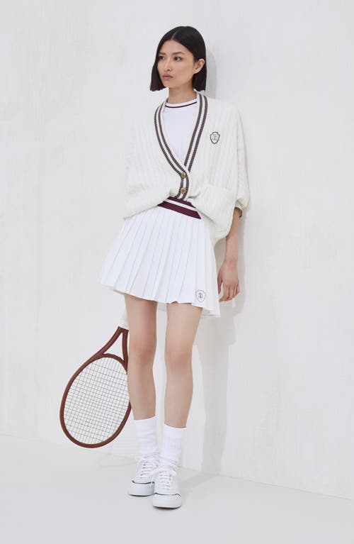 Brunello Cucinelli Pleated Skirt With Logo In White