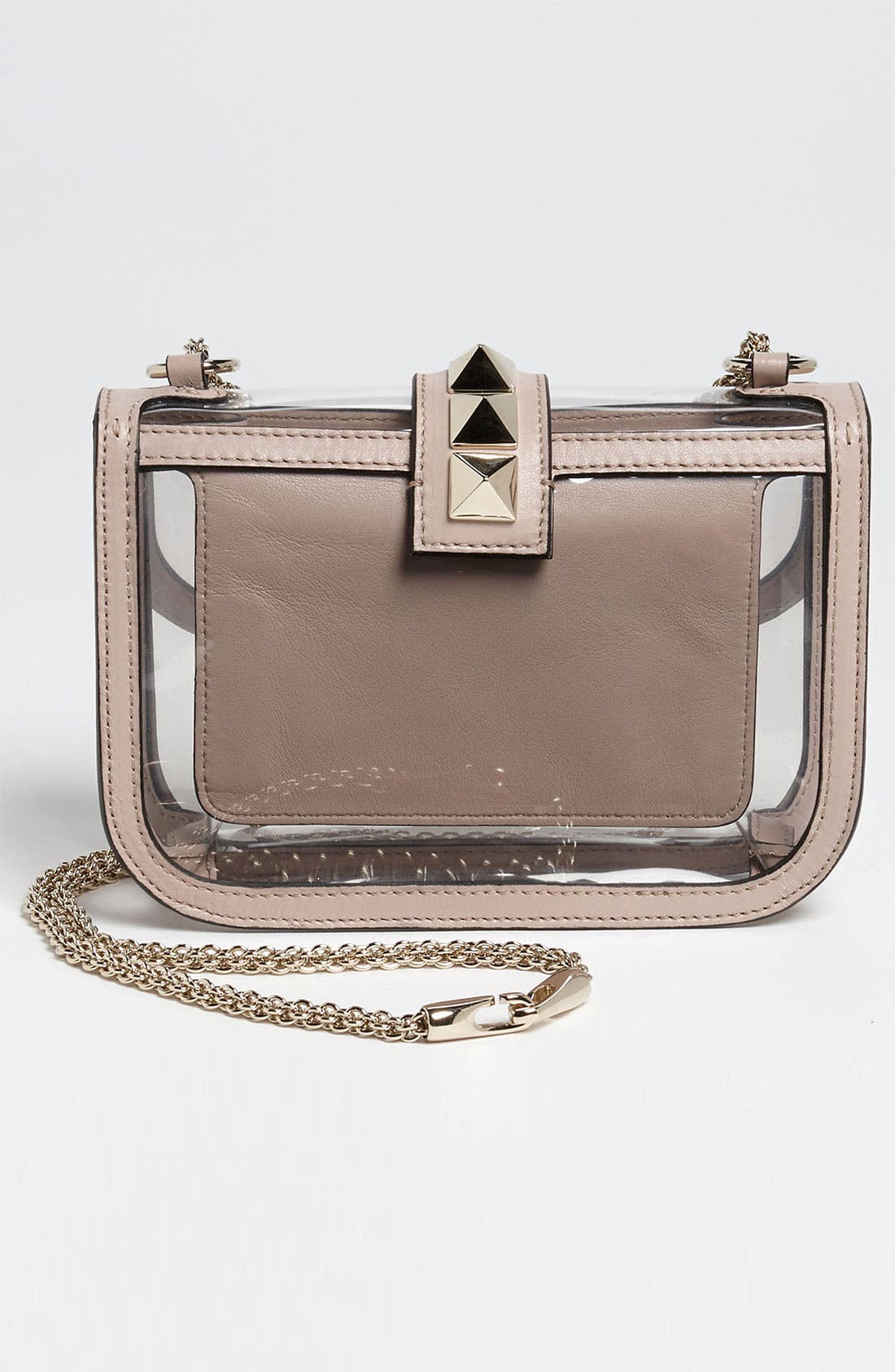 'Rockstud - Small' Transparent Shoulder Bag, Alternate, color, TRASPARENTE/ POUDRE