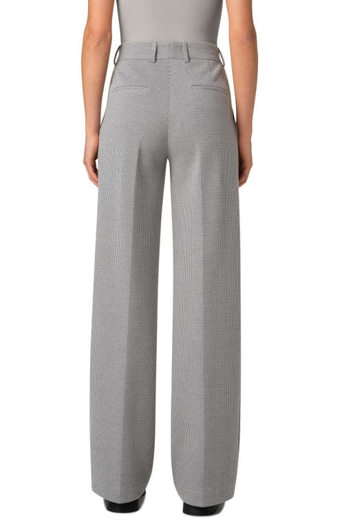 Akris Punto Chiaro Micro Houndstooth Jersey Straight Leg Pants In Black-cream