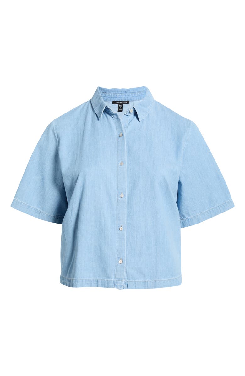 Eileen Fisher Classic Collar Elbow Length Sleeve Organic Cotton Button-Up Shirt, Alternate, color,