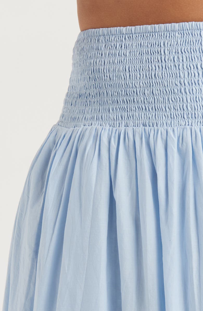 Treasure & Bond Embroidered Eyelet Cotton Smocked Waist Skirt, Alternate, color, Blue Skyway