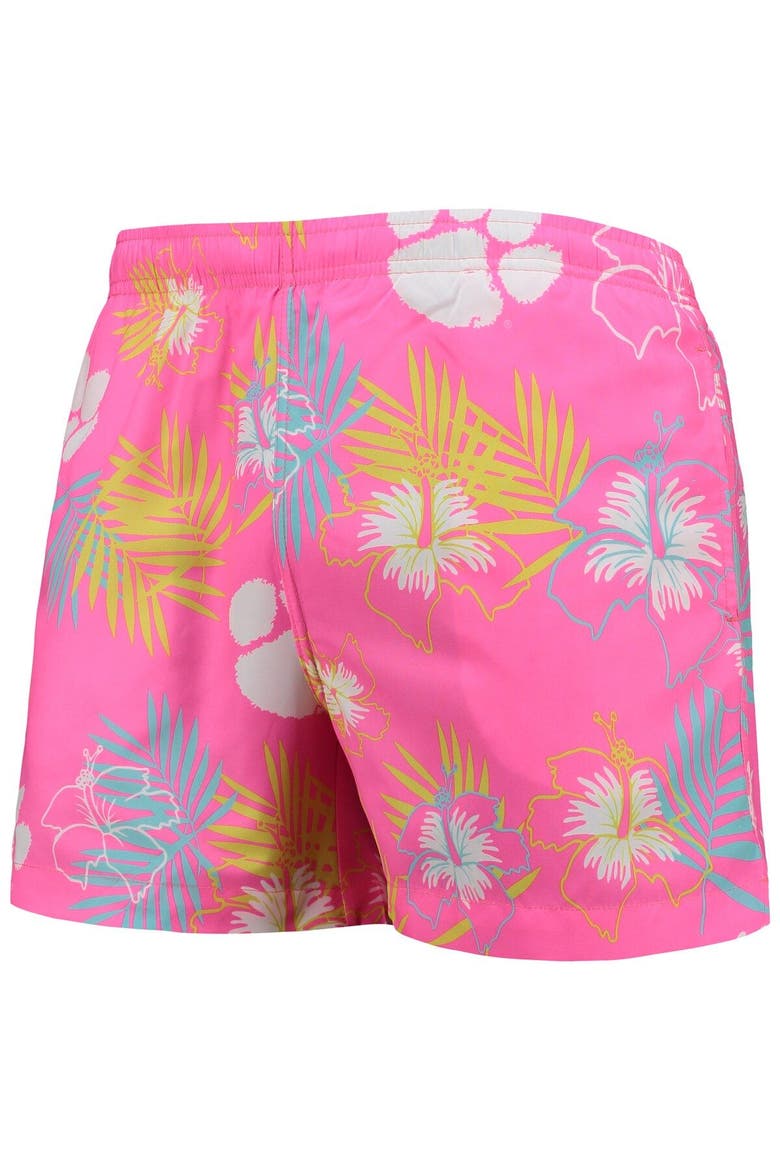 Men's FOCO Pink Clemson Tigers Neon Floral Swim Trunks, Alternate, color, Pink