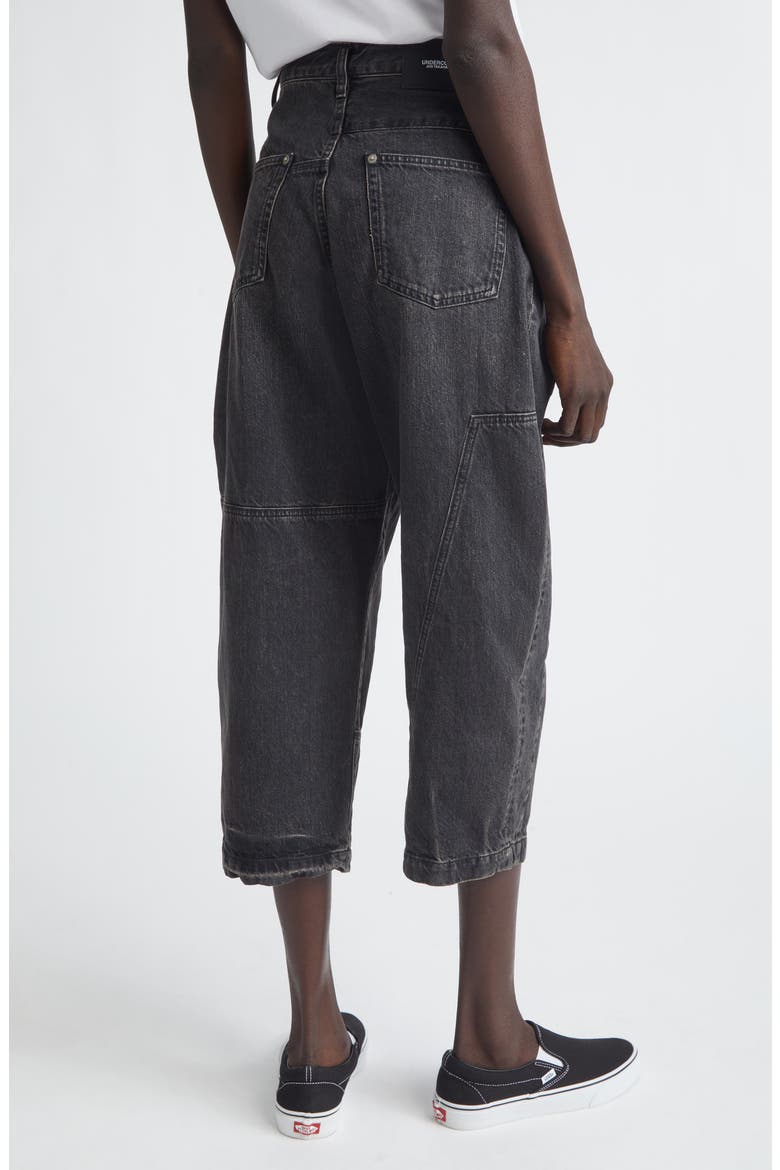 Cotton Denim Barrel Leg Jeans, Alternate, color, BLACK