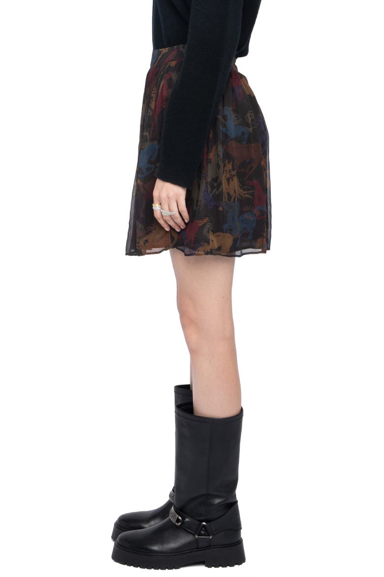 Jadys Horse Print Miniskirt, Alternate, color, DARK CHOCOLATE