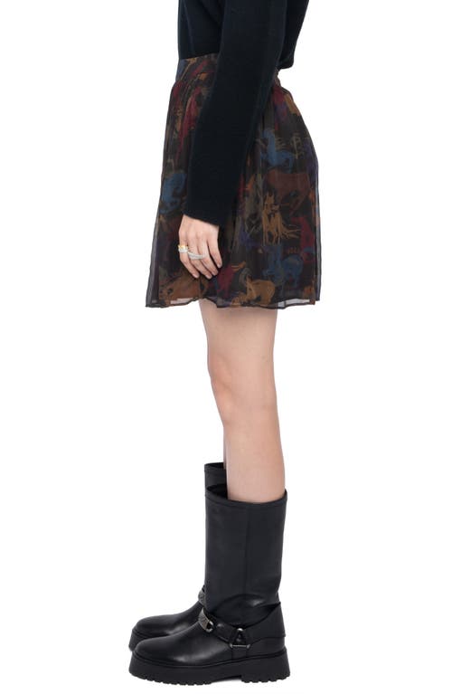 Zadig & Voltaire Jadys Mousseline Horses Skirt In Brown