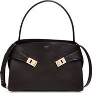 FERRAGAMO Small Hug Grained Leather Top Handle Bag