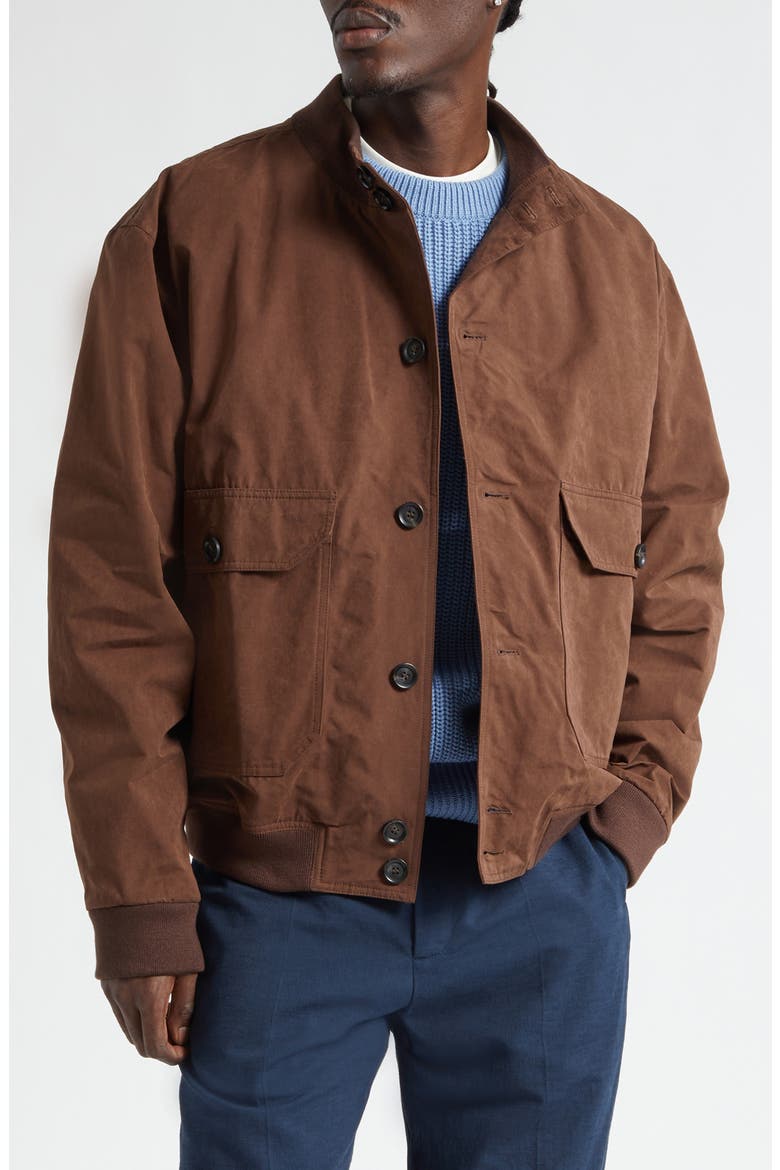 Water Repellent Nylon Rib Collar Jacket, Main, color, BROWN
