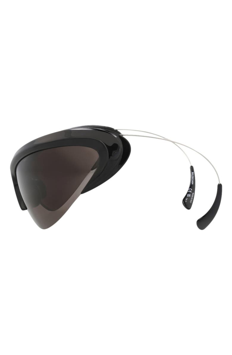 Balenciaga 91mm Shield Sunglasses, Alternate, color, Black Silver Grey