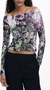 Desigual Abstract Print Ballet Neck T-Shirt