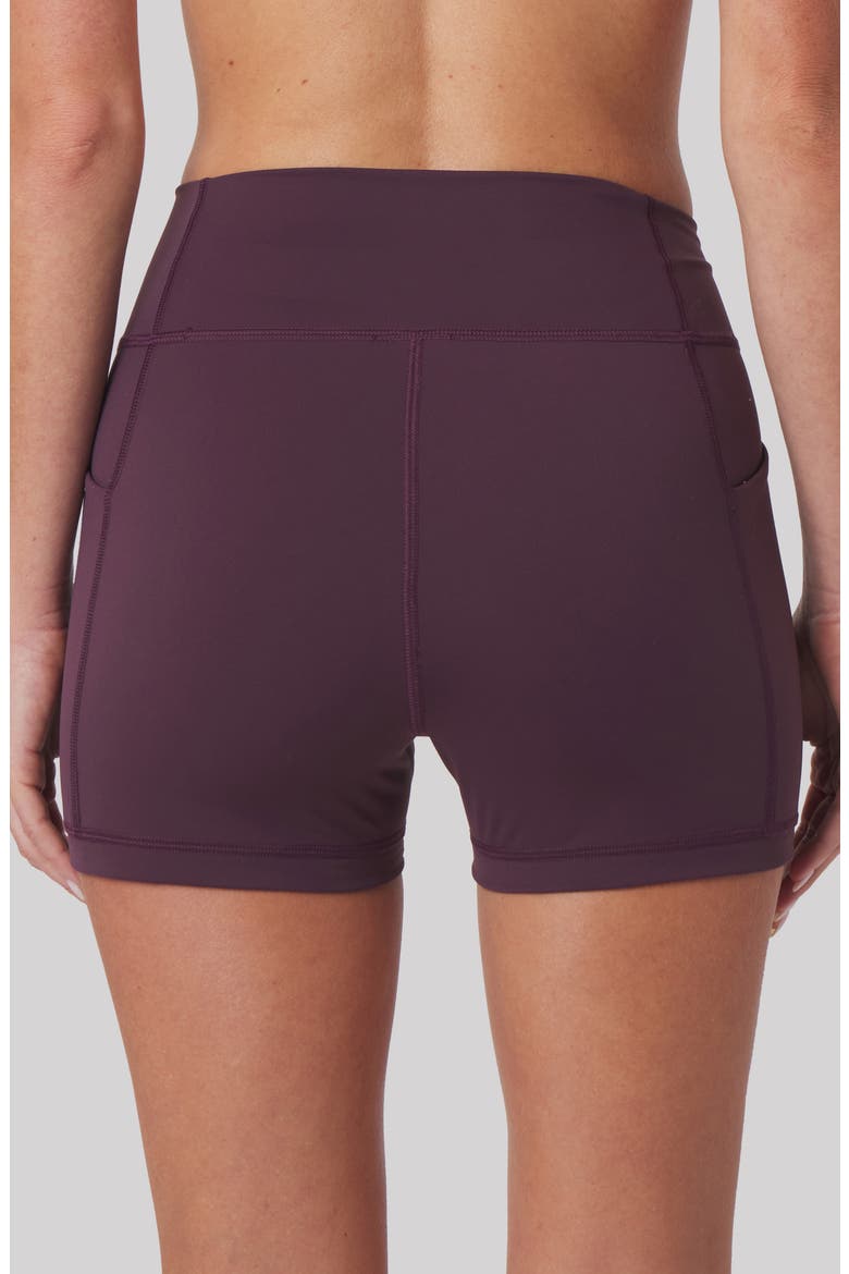 Heather High Waist Pocket Bike Shorts, Alternate, color, VAMP BURGUNDY