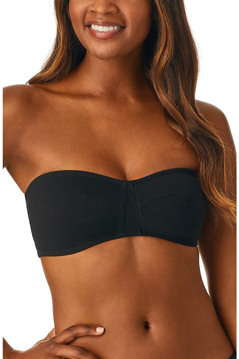 Cabana Strapless Cotton Blend Bandeau, Main, color, BLACK