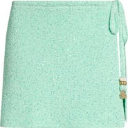 Kulani Kinis Sequin Side Tie Cotton Blend Cover-Up Sarong