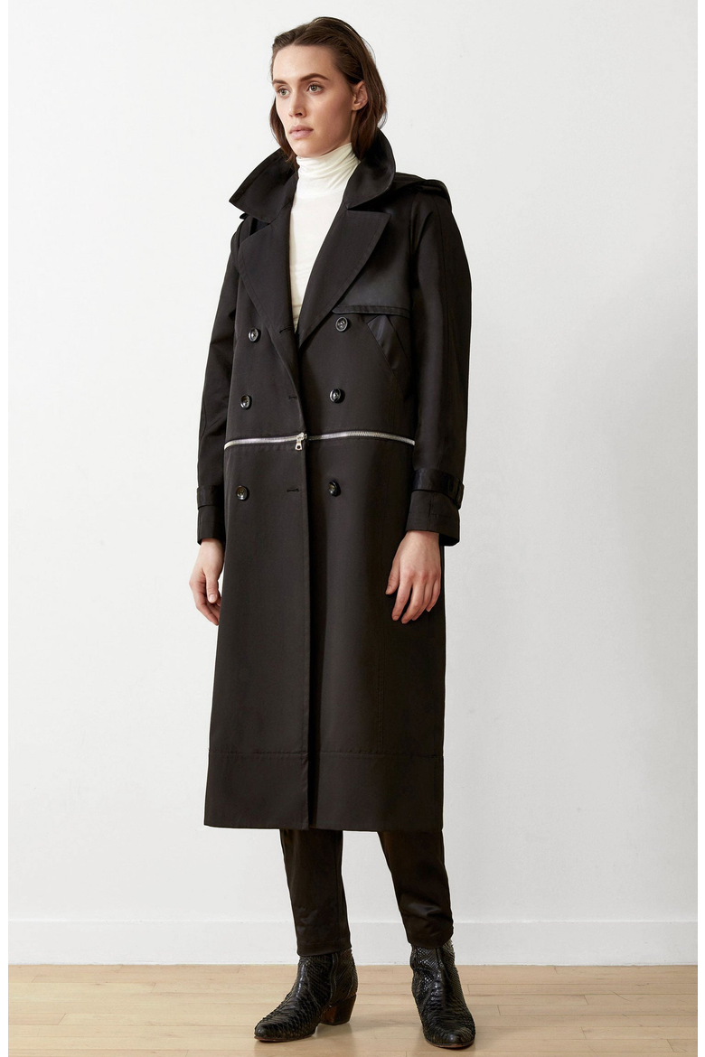 Water-Resistant Convertible Trench Coat, Main, color, Black
