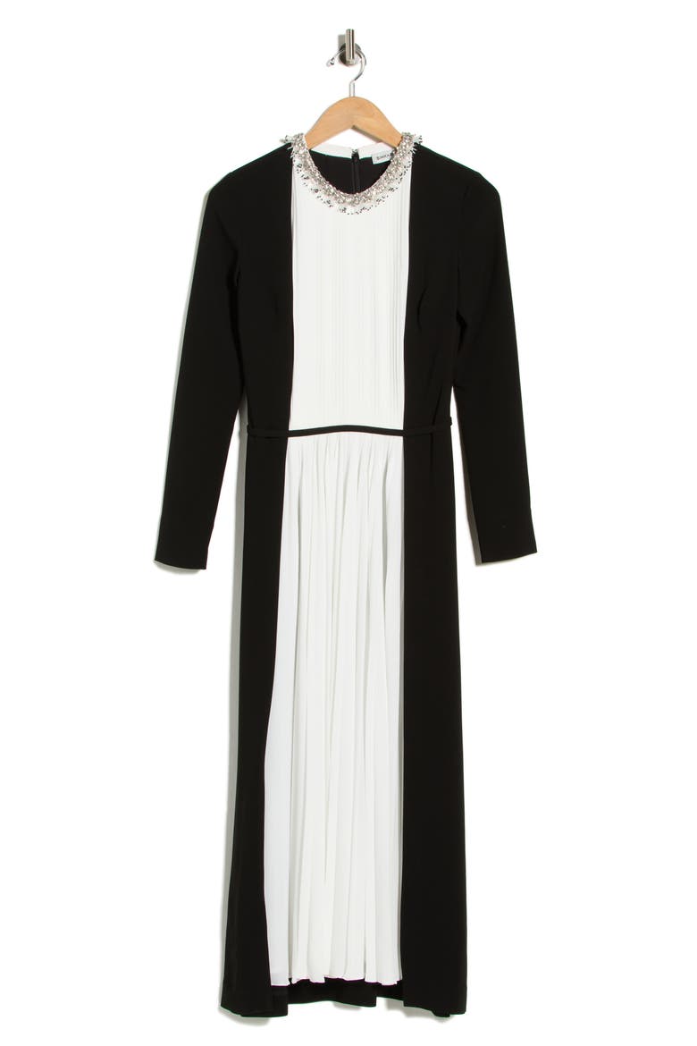 Esther Colorblock Embellished Long Sleeve Midi Dress, Alternate, color, IVORY MULTI