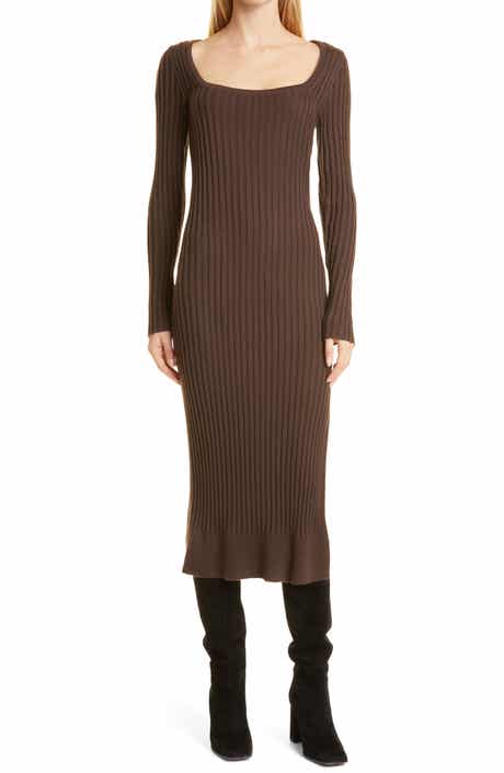 PAIGE Benita Long Sleeve Wool Blend Rib Sweater Dress