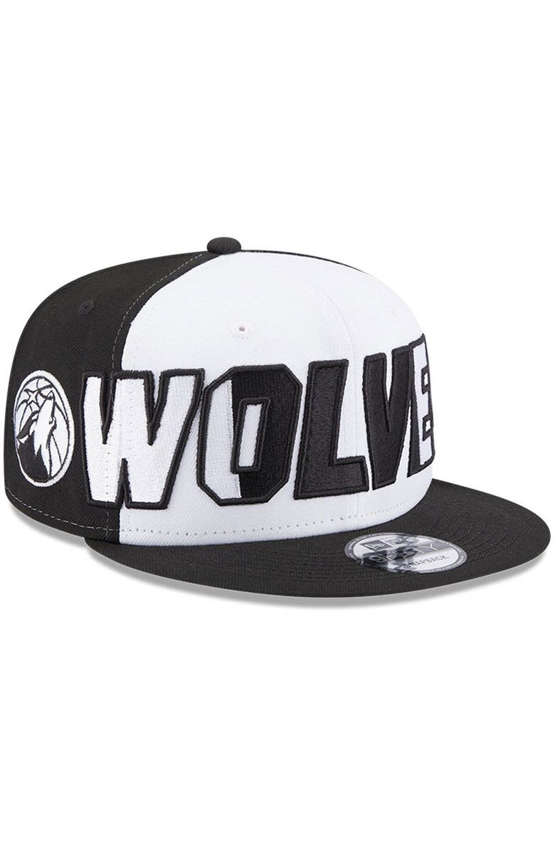 New Era Men's New Era  White/Black Minnesota Timberwolves Back Half 9FIFTY Snapback Hat, Main, color, 