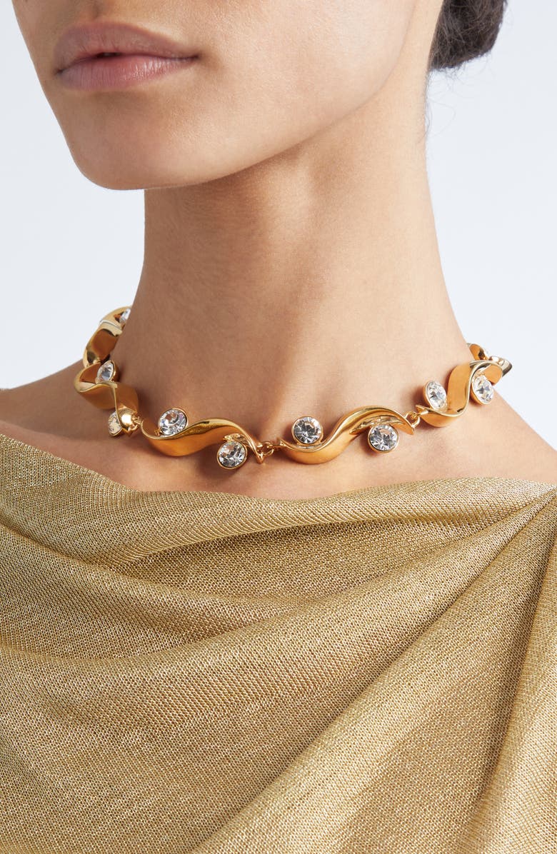 Oscar de la Renta Crystal Wave Necklace, Alternate, color,