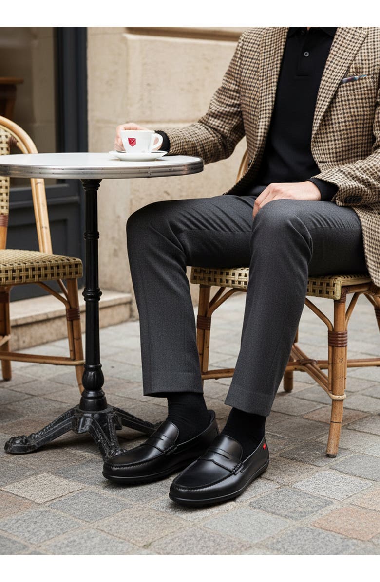 Marc Joseph New York John Street Hands Free Technology Leather Penny Loafer, Alternate, color, Black Napa Leather