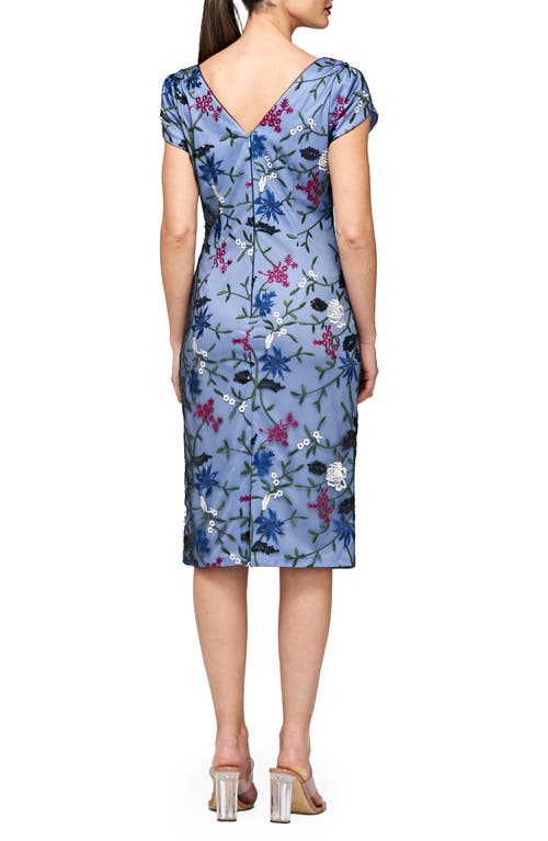 Js Collections Harmony Floral Embroidered Sheath Cocktail Dress In Navy