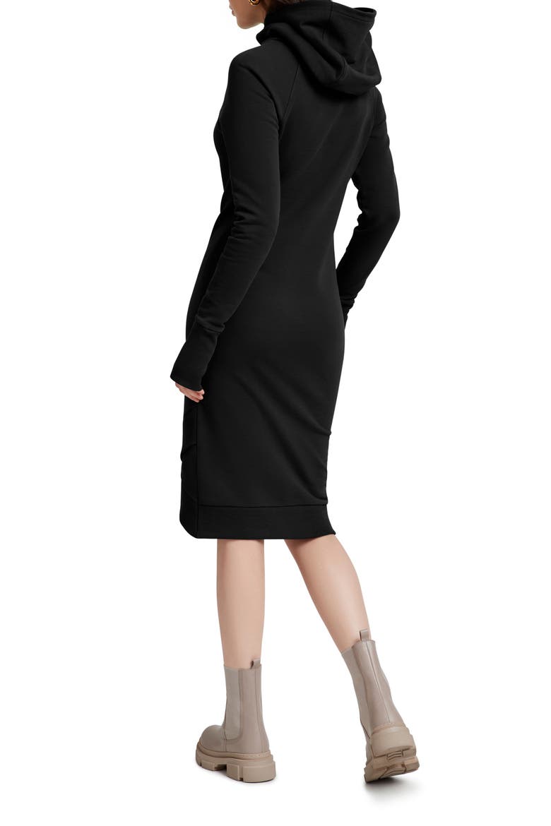 Walker Long Sleeve Hooded Sweatshirt Dress, Alternate, color, BLACK