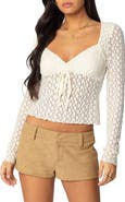 EDIKTED Laila Long Sleeve Lace Top