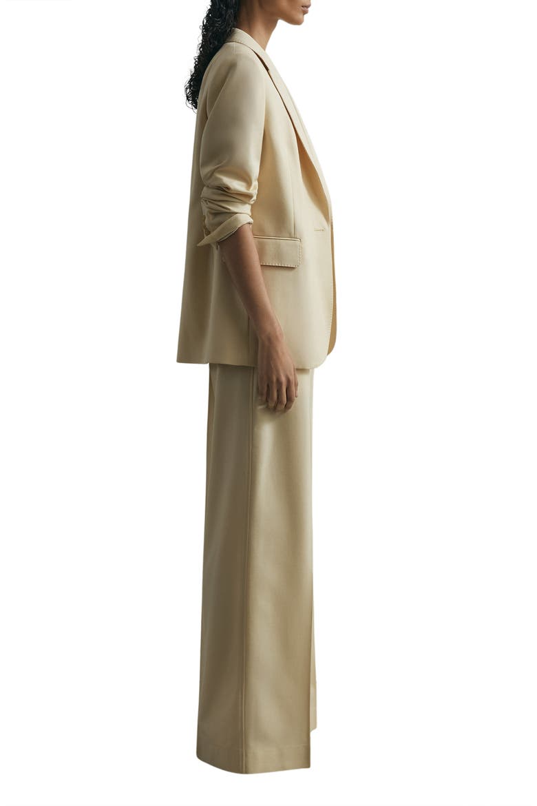 Anya Wide Leg Silk & Wool Pants, Alternate, color, CREAM