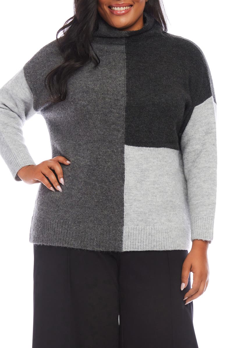 Karen Kane Colorblock Turtleneck Sweater, Main, color, 