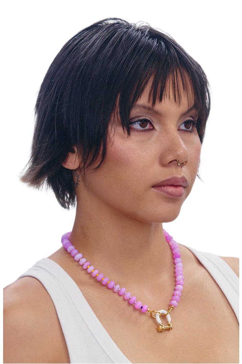 Louie Pink Opal Gold Plated Necklace, Alternate, color, Pink