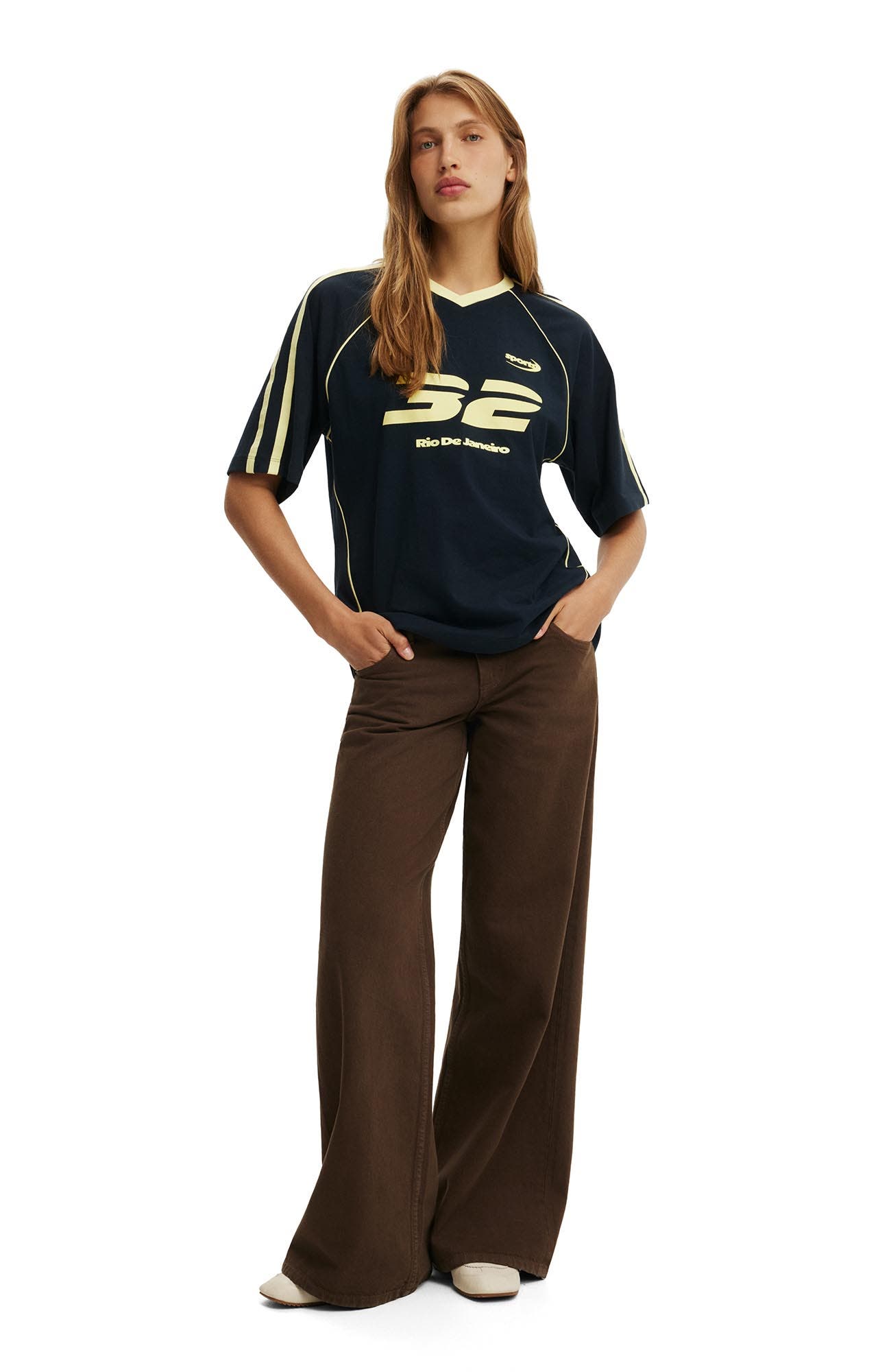 Women's Vneck Oversized Raglan Graphic Tee - image 4