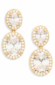 Nadri Halo Cubic Zirconia Drop Earrings