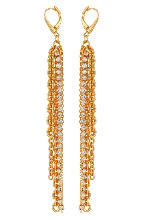 Guess Crystal Chain Drop Earrings In Gold