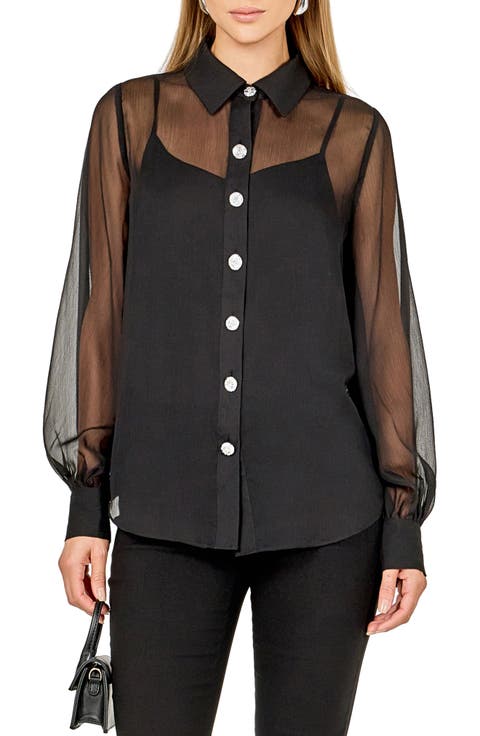 Volume Sleeve Sheer Shirt