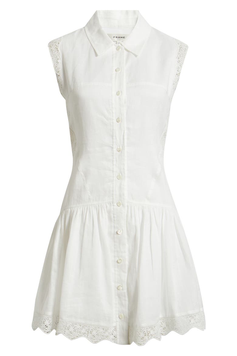 The Embroidered Ramie Button-Up Dress, Main, color, WHITE