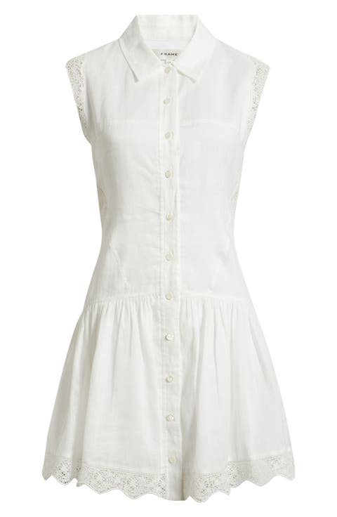The Embroidered Ramie Button-Up Dress
